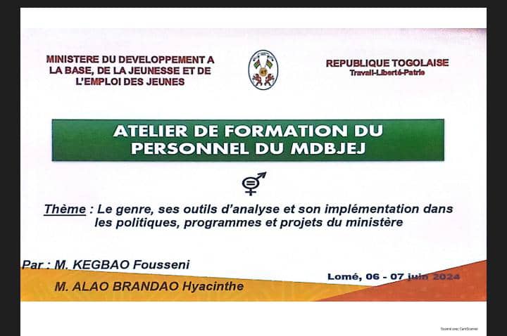 Formation sur la promotion, l'équité et l'égalité genre à la maison des jeunes d'amadahomé